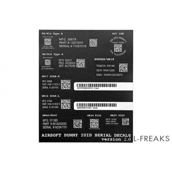 US 米軍 IUIDプレート 新型 QRシリアルコード M4, SOPMOD, P226, SCAR...