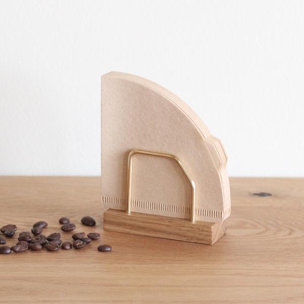 コーヒーフィルタースタンド オーク おしゃれ かわいい シンプル ペーパーフィルターホルダー キッチ...