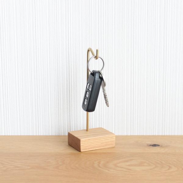 キースタンド【オーク×真鍮】おしゃれ シンプル かわいい 鍵スタンド アクセサリースタンド 真鍮