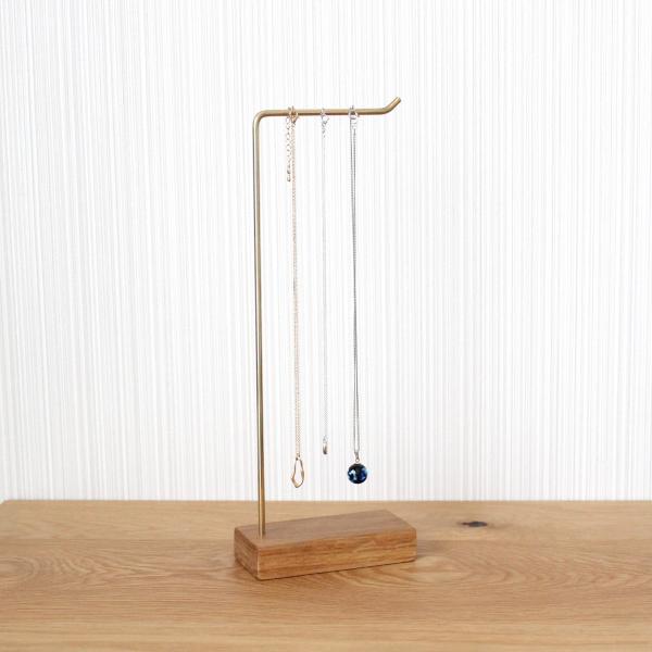アクセサリースタンド (オーク×真鍮) ネックレス ピアス ネックレススタンド ジュエリースタンド ...