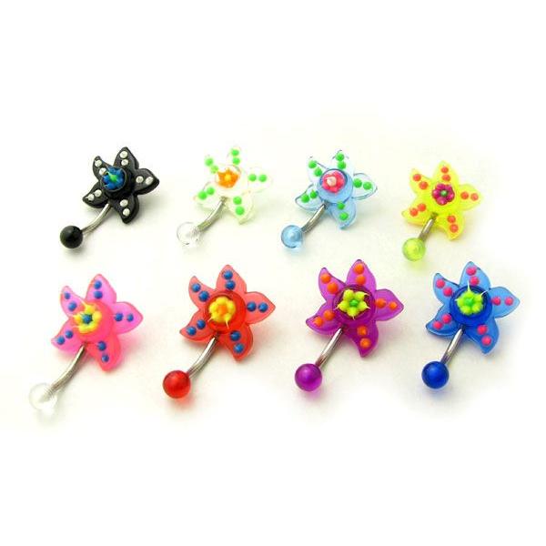 ボディピアス 80s サイケPOP Happyカラーのお花のへそピアスbanana033