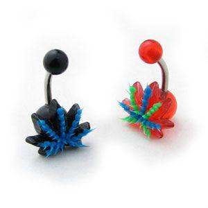 ボディピアス 80s サイケPOP ごきげんマリファナ ゴム樹脂へそピアスbanana039