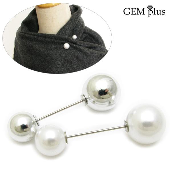 ブローチ レディース キルトピン パール 真珠 シルバーカラー シンプル ピンブローチ 結婚式 CE...