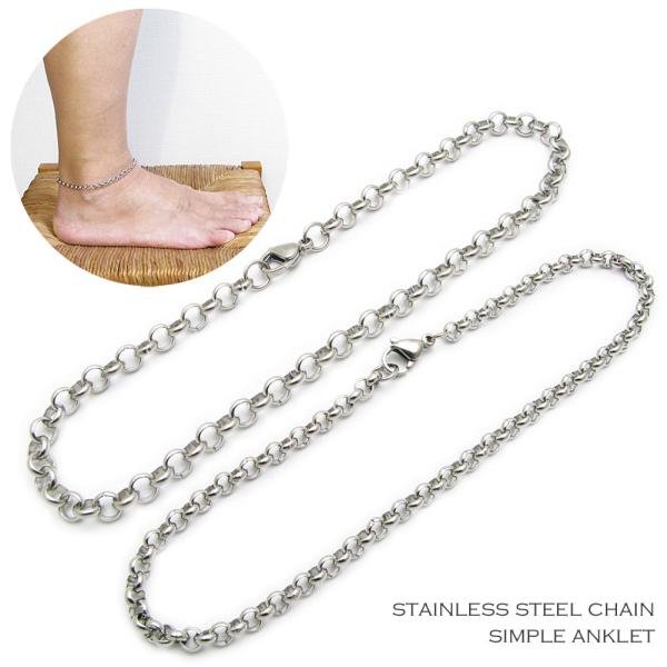 アンクレット メンズ ステンレスチェーン 太い シンプル ロールチェーン レディース 足用 CHB1...