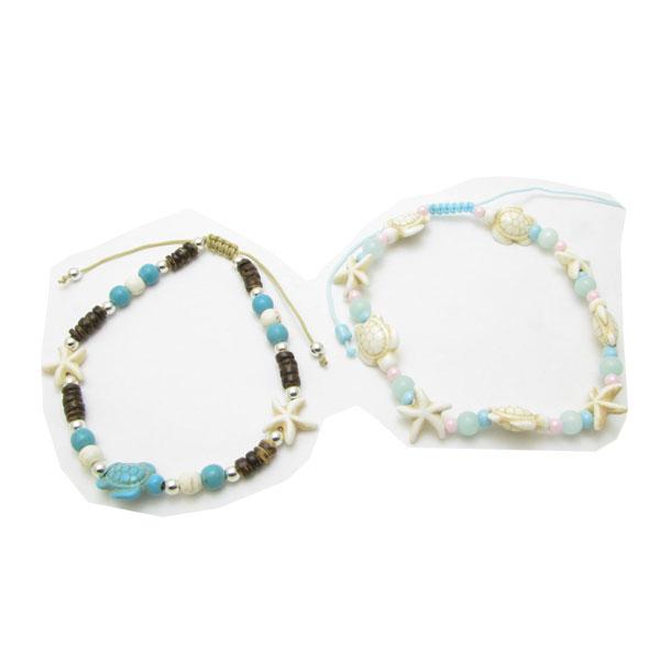 アンクレット メンズ カメ 亀 ヒトデ ビーズ プラスチック製 シンプル レディース 足用 CHB1...