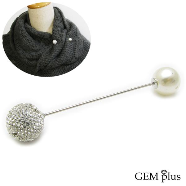 ブローチ  ストールピン レディース パール 真珠 ラインストーン シンプル キルトピン chs10...