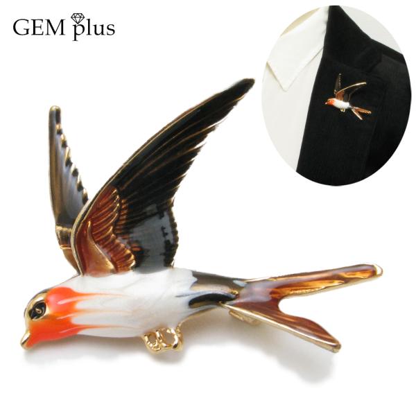 ブローチ ツバメ レディース メンズ 燕 ピンブローチ ラペルピン 鳥 かわいい タックピン ピンズ...