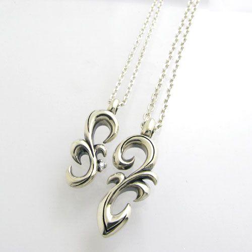 ペアネックレス DAgDART 誕生石 合わせるとハート 唐草 シルバー DT-479480