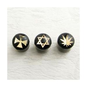 ボディピアス ステンレスフェイクプラグ 六芒星 ガンジャ クロス 16G  