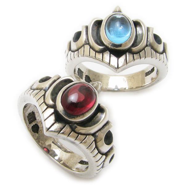 指輪 リング シルバー 王冠 メンズ クラウン ガーネット ブルートパーズ シルバーリング JR00...