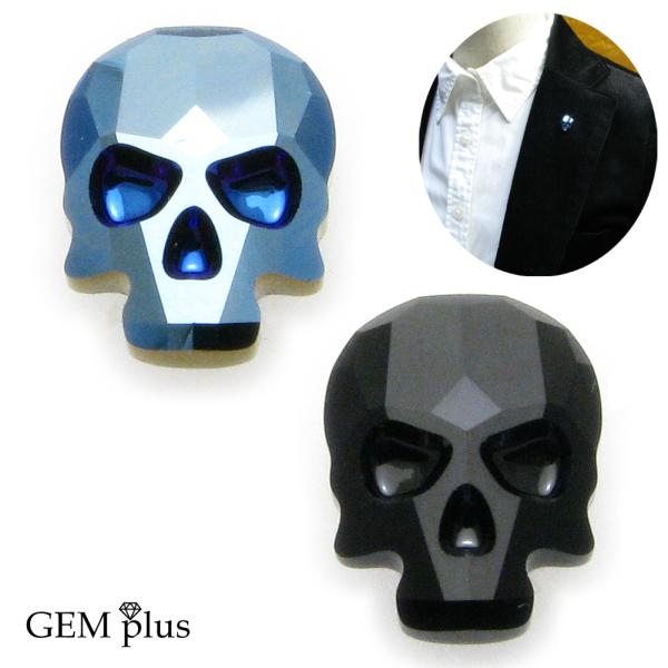 ピンブローチ ラペルピン メンズ スカル シンプル スワロフスキー 結婚式 レディース JS1000...