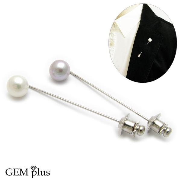 ピンブローチ メンズ 淡水パール 真珠 本物 シンプル ラペルピン 黒真珠 結婚式 当店オリジナル ...