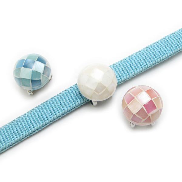 帯留め シェル 貝 モザイク 天然素材 丸 シンプル 小さい  着物アクセサリー 和小物  浴衣 帯...