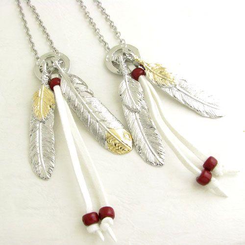 ネックレス ペンダント ゴールドコンビフェザー＆メディスンホイール 羽根 KN31017
