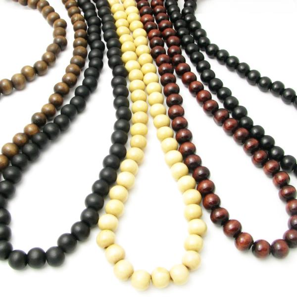 ネックレス ペンダント 木製ビーズ ロング ウッドビーズ シンプル KN32024