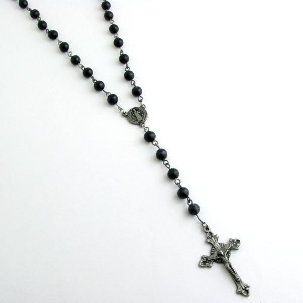ネックレス ペンダント ビーズ ブラック ロザリオ ゴシッククロス KN33021b