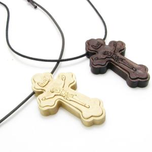 ネックレス 木製 クロス 十字架 ネックレス キリスト 大 Lサイズ KN47005｜miles