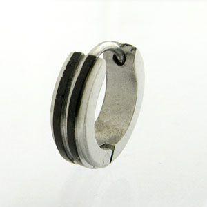 ピアス ステンレス Wブラックライン シャープな2本の線 ステンレス製フープピアス KP23004