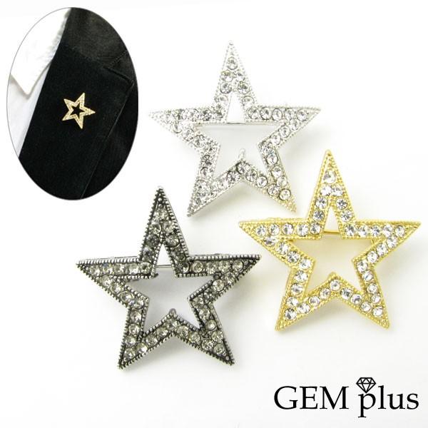 ピンブローチ ラペルピン スター 星 一番星 GEM plus KS41002