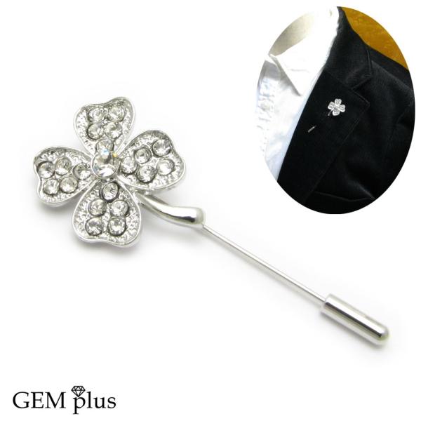ピンブローチ ラペルピン クローバー 四つ葉 メンズ レディース 結婚式 KS52008