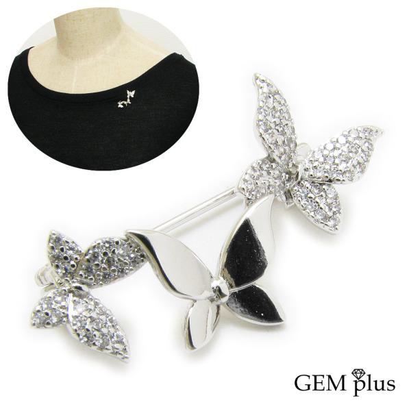 ブローチ 蝶々 レディース 3匹 シンプル ラペルピン ピンズ タックピン ラインストーン 結婚式 ...