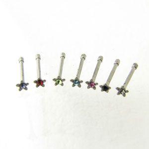 ボディピアス カラークリスタル付き 星型鼻ピアス20Ｇ NP-001