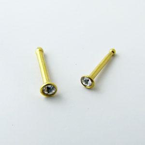 ボディピアス クリスタル付きゴールドカラー ノーズスタッド 18g 20g np-cr-gold｜miles