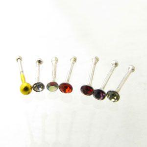 ボディピアス カラーストーン付シンプル鼻ピアス(短めサイズ) np-cr4