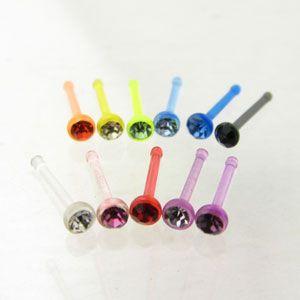 ボディピアス アクリル製カラーストーン付鼻ピアス np-cr5