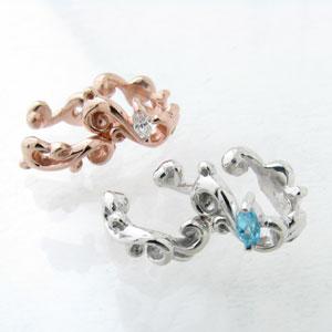 wacca「ワッカ」イヤリング 石付き 唐草フープデザイン シルバーイヤー