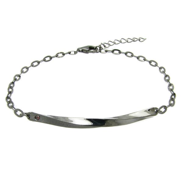 ブレスレット メンズ シルバー ブラック close to me レッドダイヤモンド SBR13-0...