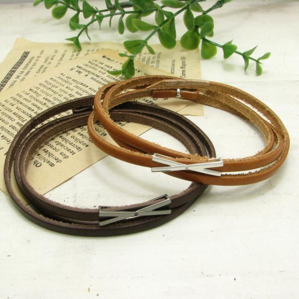 ペアブレスレット レザー シルバー close to me シンプル アンクレット クロス SBR1...