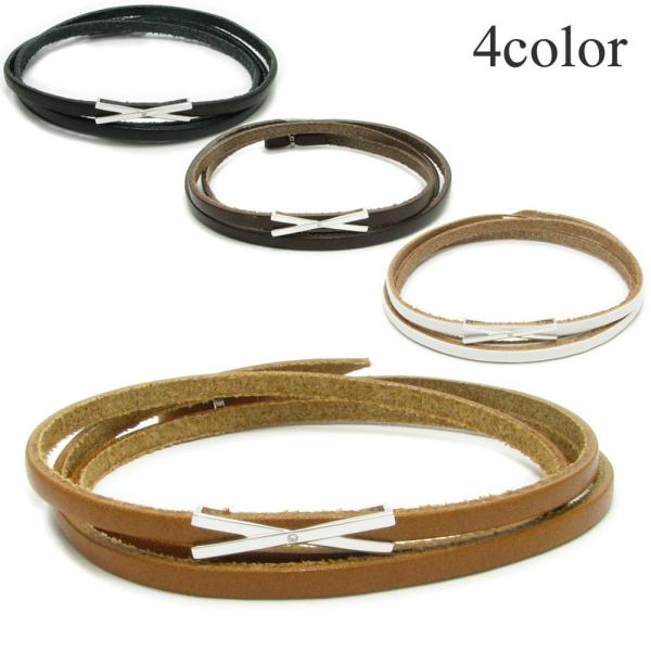 ブレスレット レディース レザー シルバー close to me アンクレット クロス 3重 4重...