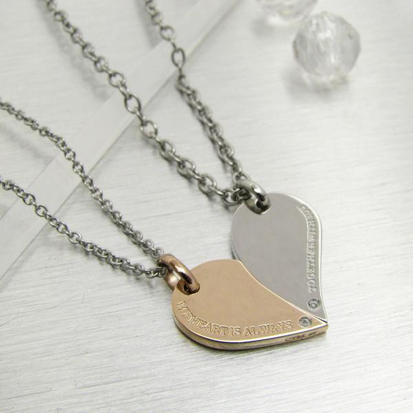 ペアネックレス close to me ステンレス ハート アレルギーフリー ダイヤモンド SN11...