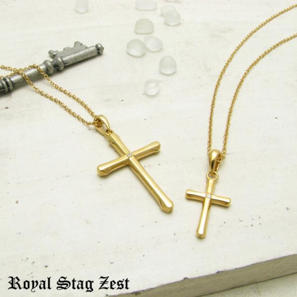 ペアネックレス シルバー K23RGP ゴールド RoyalStag ZEST クロス ダイヤモンド...
