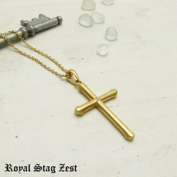 ネックレス メンズ シルバー K23RGP ゴールド RoyalStag ZEST クロス ダイヤモ...