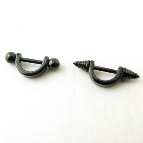 ボディピアス トラガス 耳 変型 ブラック ステンレス ボール スパイク ストレートバーベル １６Ｇ...