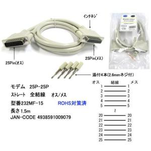 【カモン(COMON)製】RS-232Cケーブル(DB25Pin：オス)⇔(DB25Pin：メス)/1.5m【232MF-15】｜milford