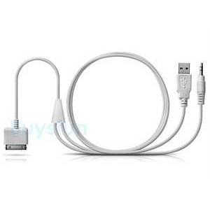 iPhone/iPod用USB+3.5mmDockケーブル/ホワイト 【IPOD-35USB-Whi...