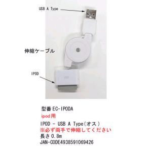 USB2.0 伸縮ケーブル USB タイプA オス ⇔ IPOD用 0.8m IM-EC-IPODA｜milford