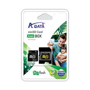 A-DATA製 miniSD-Super(80倍速)/1GB