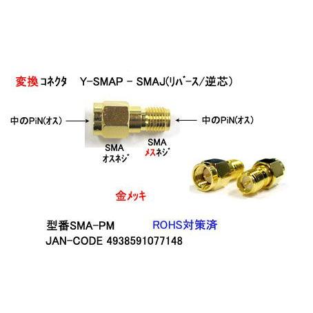 SMA オス ⇔ RP SMA メス 変換アダプタ 50Ω MD-SMA-PM