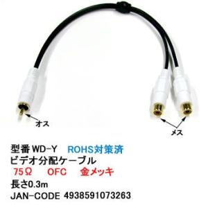 RCA分配ケーブル(オス⇔メスx2)/白/75Ω/30cm(AV-WD-Y)