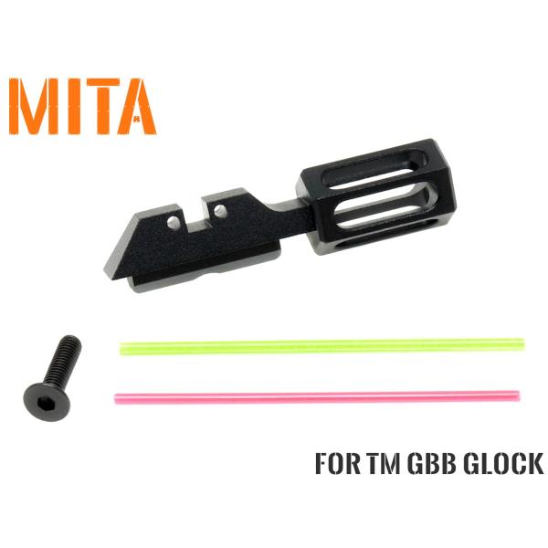 MITA-P021-BK　MITA アルミCNC ファイバー リアサイト w/コッキングハンドル t...