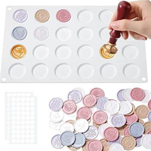 zakata シーリング スタンプ シリコンパッド 24個取 DIY シーリングスタンプ用モールド スタンプ板 両面シール100枚入り 封蝋 溶