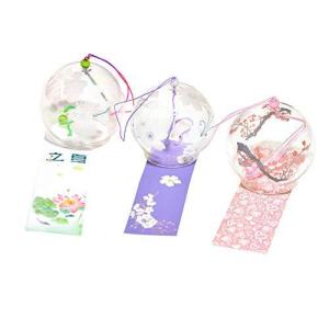 Bostar ガラス風鈴 装飾-蓮、梅と桜3個入 涼しい感じ 夏の風物詩