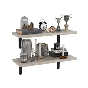 Umi  ウォールシェルフ ファームハウス 木製 壁取り付け 収納ラック 素朴な棚 ホーム オフィス 装飾 2個セット