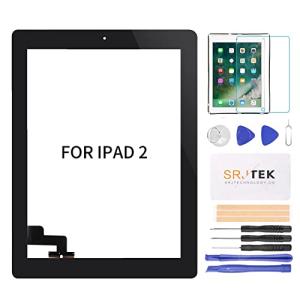 SRJTEK For ipad 2 A1395 A1396 A1397 タッチスクリーンの交換部品 フロントパネル ガラスアセンブリ修理部品+ホ