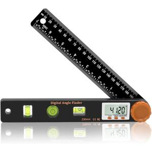CMD デジタル角度計 分度器 4in1水準器 190mm 角度定規 測定範囲0-360° LCD 水平器 ロック機能搭載 ゴニオメーター 角度