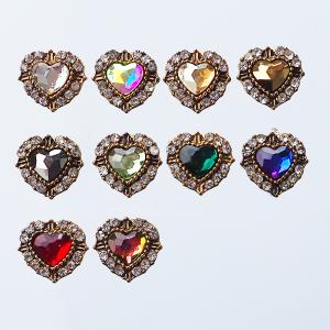 【1個 50円】12ｍｍ　ラインストーン ハート センターパーツ ネイルパーツ　ゴールド台座